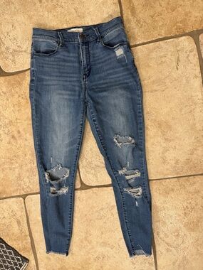 PacSun Women's Distressed Skinny Jeans - Medium Blue